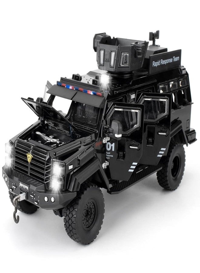 FEXXA سيارة FEXXA متوافقة مع نموذج سيارة Saber-Toothed Tiger المدرعة المصنوعة من سبيكة معدنية بمقياس 1:24، لعبة سيارة قابلة للتحصيل مصنوعة من المعدن المصبوب ومحمية من المتفجرات، سيارة لعبة تعمل بالسحب للخلف مع صوت وضوء للكبار والصغار (أسود) - Image 1